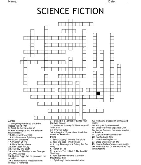 Solve your "Sci-fi staples" crossword puzzle. . Sci fi staple crossword clue